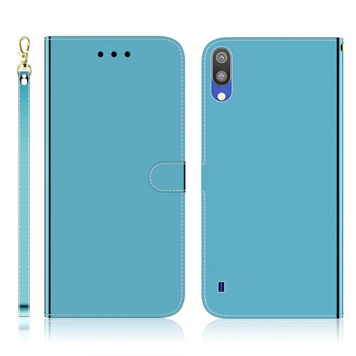 Wewoo - Housse Coque Pour Galaxy A10 / M10 Etui en cuir à rabat horizontal avec surface miroir et porte-cartesporte-monnaie et cordon bleu Wewoo  - Accessoire Smartphone