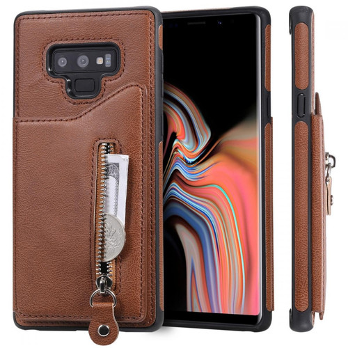 Wewoo - Housse Coque Pour Galaxy Note9 Etui de protection antichoc à double boucle de couleur unie solide brun Wewoo  - Accessoire Smartphone