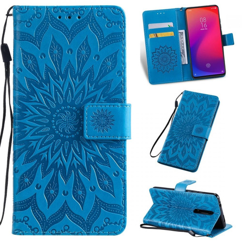 Wewoo - Housse Coque Étui en cuir PU avec empreinte horizontale à Motif tournesol pour Xiaomi Mi 9T et Mi 9T Pro et Redmi K20 et K20 Proavec porte-cartes et porte-cartesportefeuille et lanière bleu Wewoo  - Accessoire Smartphone