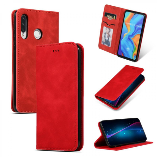 Wewoo - Housse Étui Coque en cuir à rabat horizontal magnétique Business Skin Feel rétro pour Huawei P30 Lite rouge Wewoo  - Coque, étui smartphone