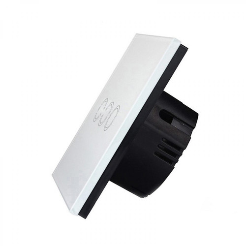 Box domotique et passerelle Interrupteur sans fil blanc 86mm Verre Trempé Panneau Mural Smart Home Light 3 Boutons tactile avec Télécommande RF 433, AC 110V-240V