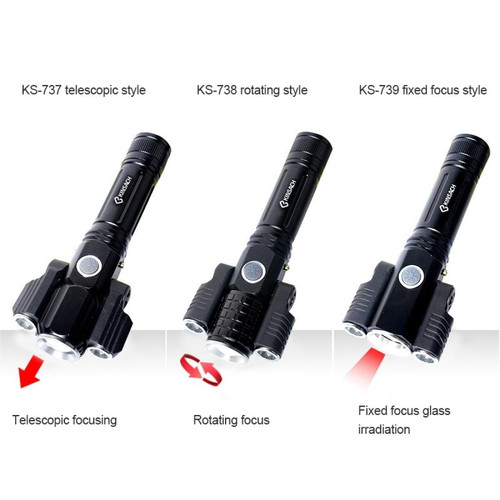 Wewoo Lampe torche LED KS-738 de poche à DEL T6 + XPE Zoomable étanche avec batterie au lithium 4 modes et 18651