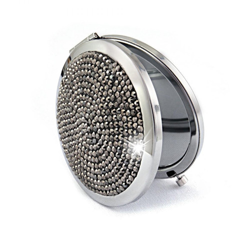Wewoo - Mini miroir de maquillage rond portable mini-pliant en métal incrusté de diamants noir brillant Wewoo  - Décoration Noir et blanc