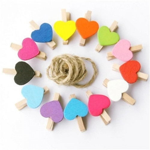 Wewoo - Mini pinces en bois forme d'amour artisanat papier photo avec à ressort couleurs de 3,5 cm mélangeant 50 pièces / sac Wewoo  - Accessoires Bureau Wewoo