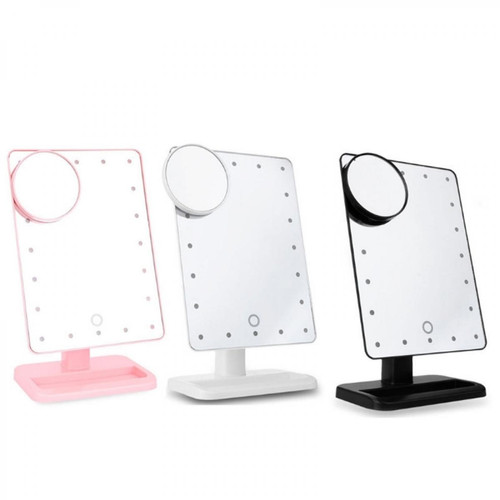 Miroirs Miroir à capteur tactile portable avec lampe de bureau noir