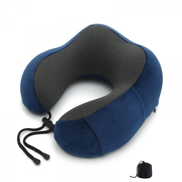 Housses canapés, chaises Wewoo Oreiller en forme de U mousse à mémoire magnétique adapté aux coussins de voyage solides bleu marine