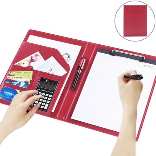 Wewoo - Porte-documents en cuir de style professionnel avec bloc-notes et calculatrice A4 de 30 pages (rouge) Wewoo  - Mobilier de bureau