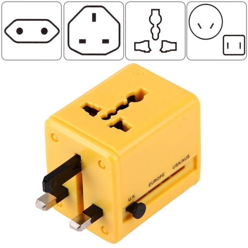 Wewoo - Pour US, UK, AU, EU jaune Adaptateur Universel de Prises de Voyage avec et Double Ports USB Chargeur - Composants