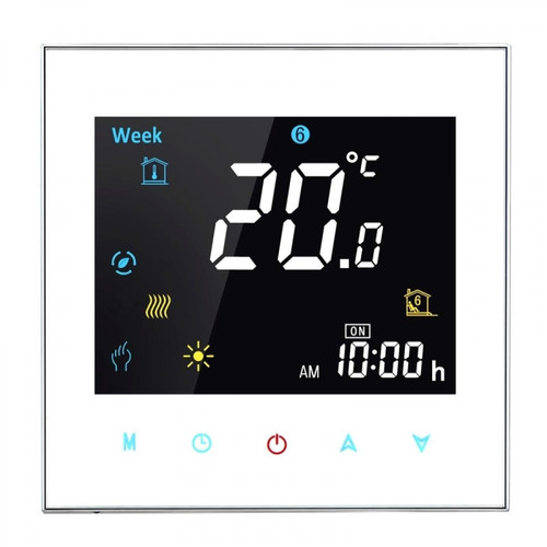 Thermomètres Wewoo Thermomètre blanc Type de chauffage électronique LCD Digital Thermostat de la salle de avec capteur, Affichage Horloge / Température / Humidité / Temps / Semaine / Chaleur etc.