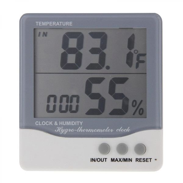 Thermomètres Wewoo Thermomètre gris Extérieure / Intérieure LCD Numérique électronique Hygromètre Réveil