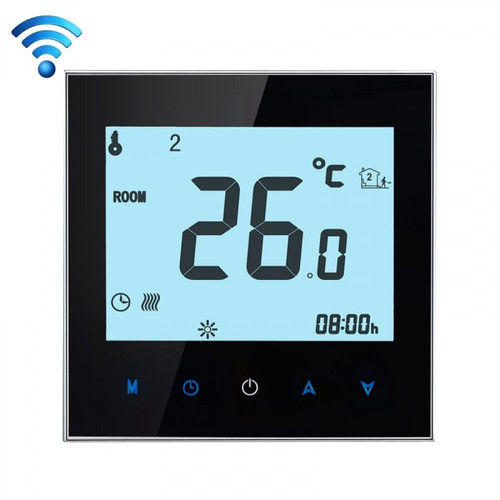 Wewoo - Thermomètre noir 16A Type de chauffage électronique de charge LCD tactile numérique WiFi thermostat de la salle avec capteur, affichage horloge / température / périodes / temps / semaine / chaleur etc. - Accessoires Réfrigérateurs & Congélateurs