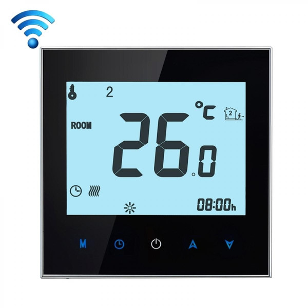 Thermomètres Wewoo Thermomètre noir 3A Type de chauffage de l'eau de charge Touch LCD Digital WiFi thermostat de la salle, Affichage Horloge / Température / Périodes / Temps / Semaine / Chaleur etc.