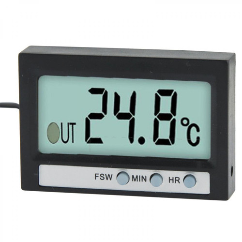 Thermomètres Wewoo Thermomètre noir numérique LCD à deux voies intérieur et extérieur avec fonction d'affichage de l'horloge, TM-2