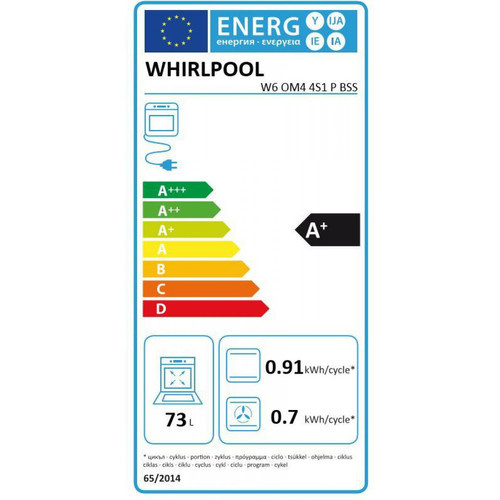 whirlpool Four intégrable multifonction 73l 60cm a+ pyrolyse inox - w6om44s1pbss - WHIRLPOOL