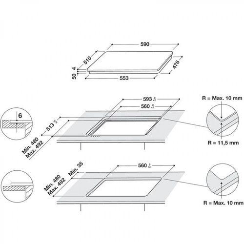 Table de cuisson Table induction WHIRLPOOL WSQ8360NE 60cm noir