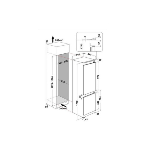 Réfrigérateur Réfrigérateur combiné intégrable à glissière 250l - WHC18T323P - WHIRLPOOL
