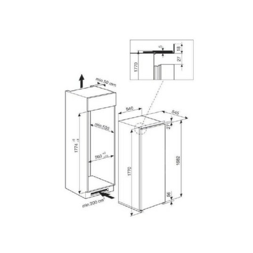 Réfrigérateur 1 porte intégrable à glissière 55cm 314l - arg180701 - WHIRLPOOL whirlpool