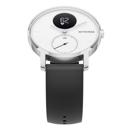 Withings Montre connecté Homme WITHINGS Montres Steel HR  3 Aiguilles - Induction HWA03B-36whiteAll-Inter - Bracelet Silicone Noir