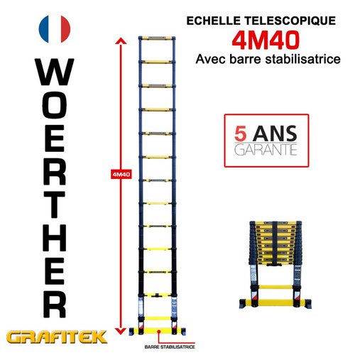 Woerther - Echelle télescopique Woerther 4m40 - Gamme Grafitek - Qualité supérieur - Garantie 5 ans Woerther  - Marchand Blanc marine
