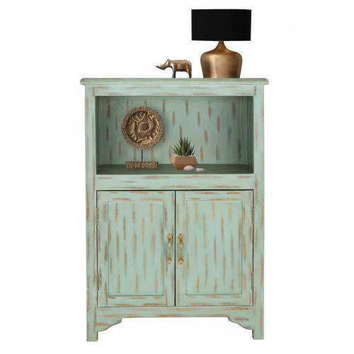 Womo-design - Armoire meuble de rangement shabby chic Venedig en bois de manguier turquoise - Womo-design