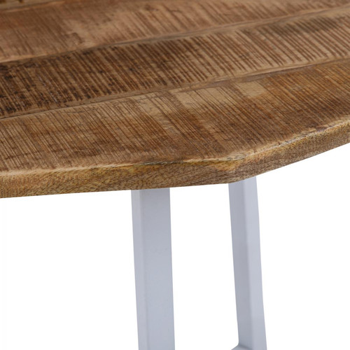 Womo-design Table basse gigogne bois massif manguier naturel fer blanc set 2x WOMO-DESIGN®