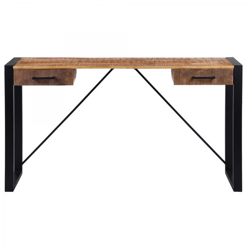 Tables d'appoint Table console de salon entrée bureau 2 tiroirs bois massif métal WOMO-DESIGN®
