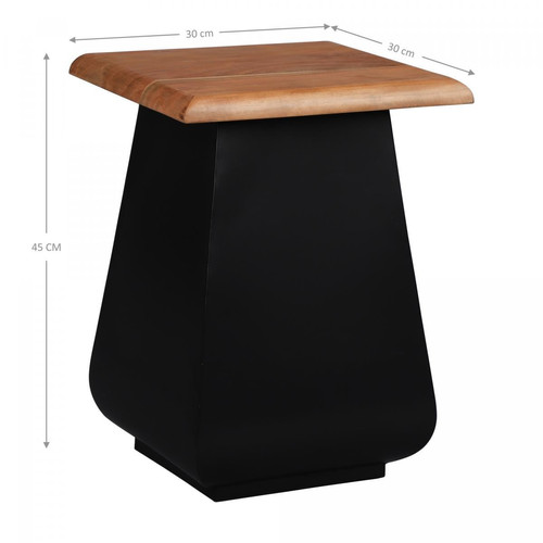 Tables d'appoint Table d'appoint 30x45x30 cm nature/noir en bois d'acacia et métal WOMO-Design
