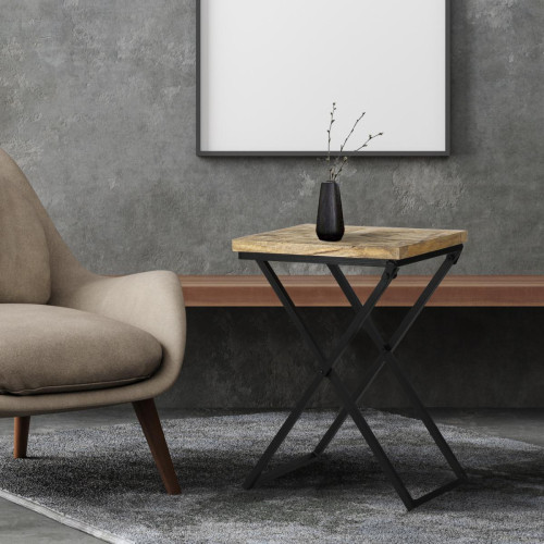 Womo-design - Table d'appoint de salon bois métal noir bout de canapé 48x35x63 cm WOMO-DESIGN® - Womo-design