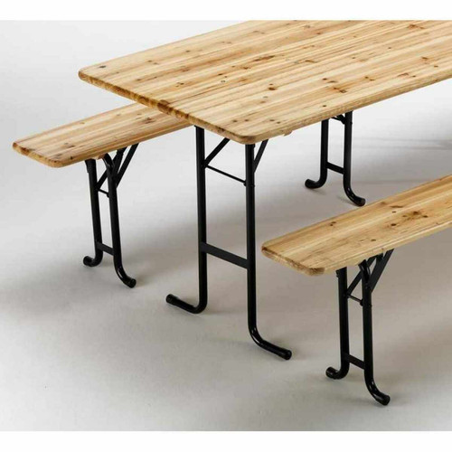 Wood Decor 10 Table de brasserie bancs en bois 3 jambes pliant ensemble 220 x 80