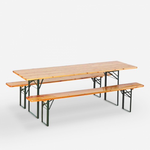 Wood Decor - Stock set brasserie 8 pièces tables bancs pliants en bois 220x80 Oletan - Ensembles canapés et fauteuils