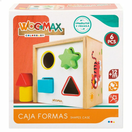 Jouets à empiler Puzzle enfant en bois Woomax Formes 13,5 x 7,5 x 13 cm (6 Unités)