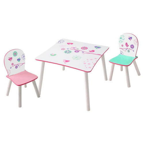 Tables à manger Moose Toys Table et chaises d'enfant Fleurs et Oiseaux, fabriquées en MDF. Faciles a nettoyer. Disposent d'une qualité excellente.