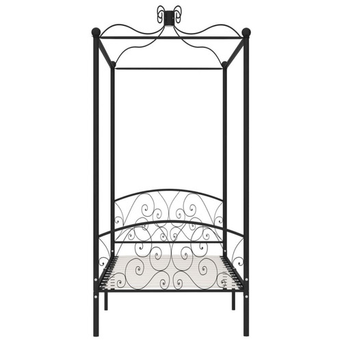 Wottes Cadre de lit à baldaquin Noir Métal - 100 x 200 cm