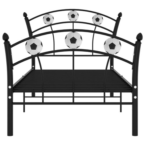 Wottes Cadre de lit avec design de football Noir Métal 90x200 cm