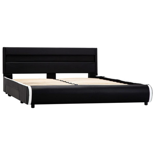 Wottes Cadre de lit avec LED Noir Similicuir 160 x 200 cm (#04)