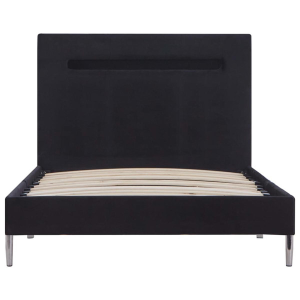 Lit enfant Cadre de lit avec LED Noir Tissu 90 x 200 cm
