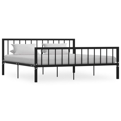 Wottes - Cadre de lit Noir Métal 180 x 200 cm (#07) - Lit enfant Noir
