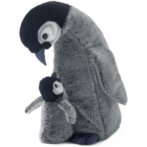 Wwf - peluche Maman Pingouin avec Bébé de 30 cm noir gris Wwf  - Peluche pingouin