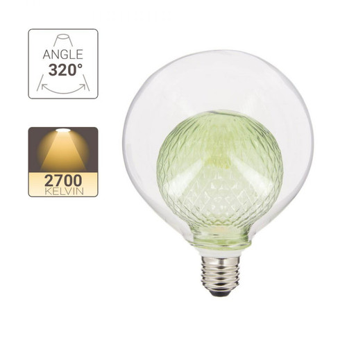 Xanlite - Ampoule Déco LED, Double verre Vert, G125, culot E27, 4W cons. 2700K Blanc Chaud - Ampoules LED