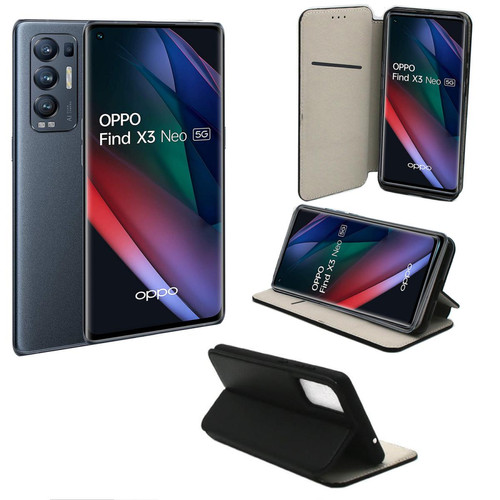 Xeptio - Oppo Find X3 NEO 5G Etui noir Protection Portefeuille à Rabat avec Porte Cartes - Housse Oppo Find X3 NEO 5G noire Folio Coque Antichoc Xeptio  - Coque, étui smartphone
