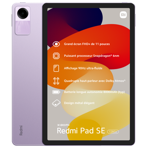 XIAOMI - Tablette Tactile Xiaomi Pad SE  4/128Go - WiFi - Violet XIAOMI  - Tablette Android