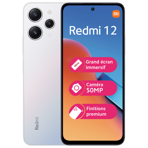 XIAOMI - Redmi 12 - 4G - 4/256 Go - Argent XIAOMI  - Smartphone 4g