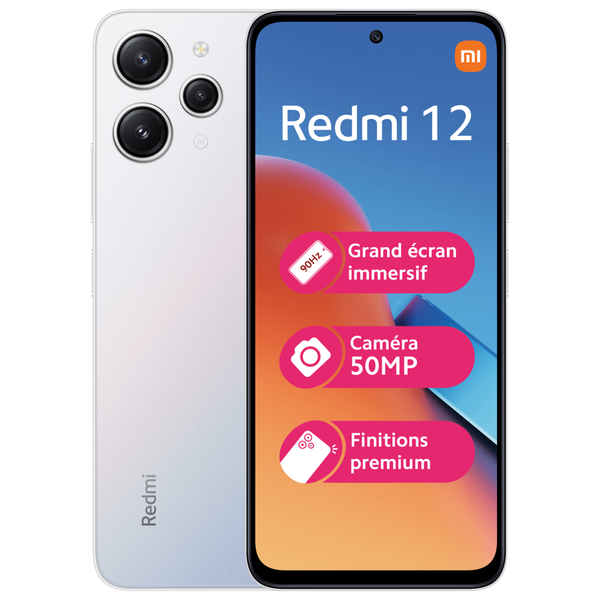 Smartphone Android XIAOMI Redmi 12 - 5G - 4/128 Go - Argent