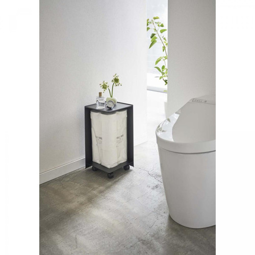 Meubles de salle de bain Rangement pour toilettes sur roulettes Caster noir.