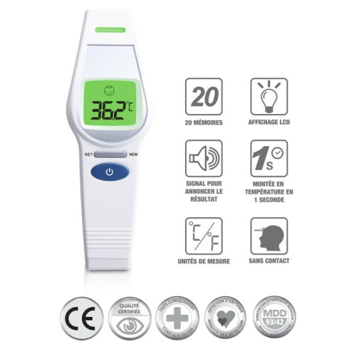 Yoghi -Thermomètre Frontal Numérique – Norme Médical 93-42-eec Ufr106 Yoghi  - Thermomètre connecté