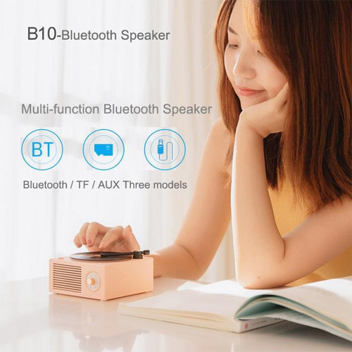 Yonis Enceinte Bluetooth Rétro Vinyle Multifonction Mini Stéréo Sans Fil Effet Basse Supérieur