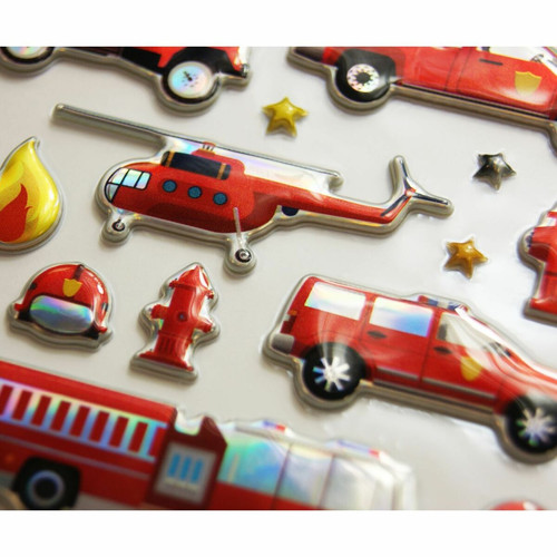 Youdoit - Autocollants réutilisables - Relief 3D - Pompiers - Effet métallique Youdoit  - Chambre Enfant Rouge