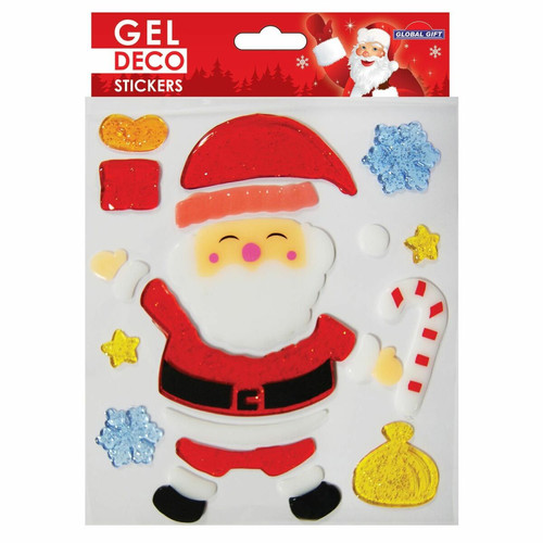 Décoration chambre enfant Youdoit Stickers gel Noël pour fenêtre - Père Noël et sucre d'orge