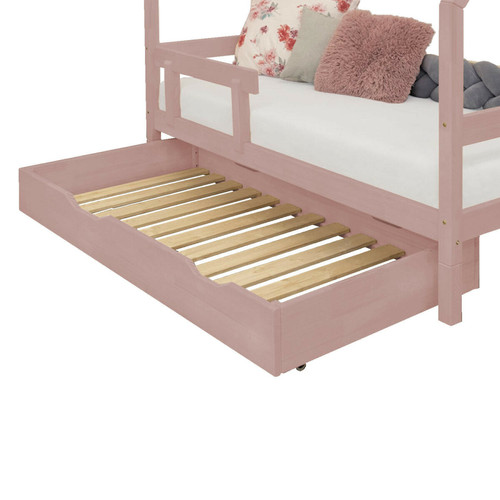 Youdoit - Tiroir de lit 90 x 160 avec sommier BUDDY - rose pastel Youdoit  - Tiroir de lit