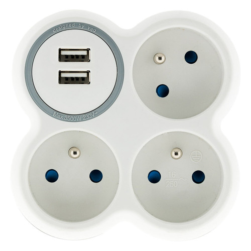 Biplites, triplites et quadriplites Zenitech 16A + 2 ports USB